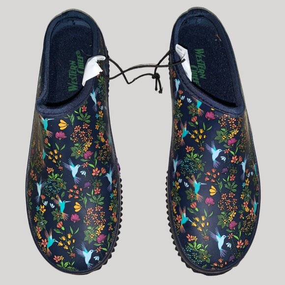 Western Chief Ladies’ Garden Clogs in Hummingbird Navy Blue Size 8 NWT - Picture 1 of 5